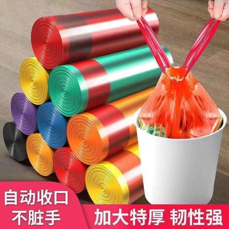 Drawstring Multi-Color Plastic Bag Thickeneded Extra Thick Enlarged Drawstring Satchel Household Plastic Bag Storage Bag - Image 1